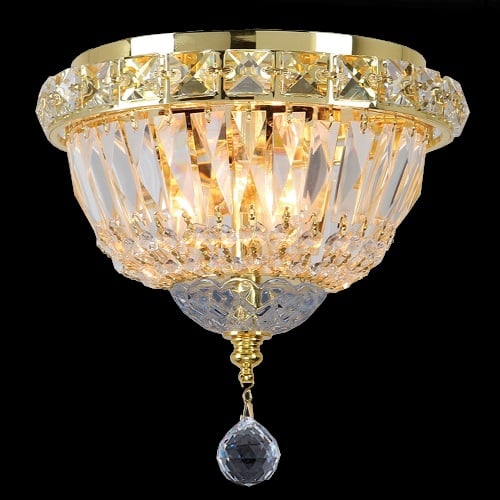 Empire Collection 3 Light Gold Finish With Clear Crystal Ceiling Light