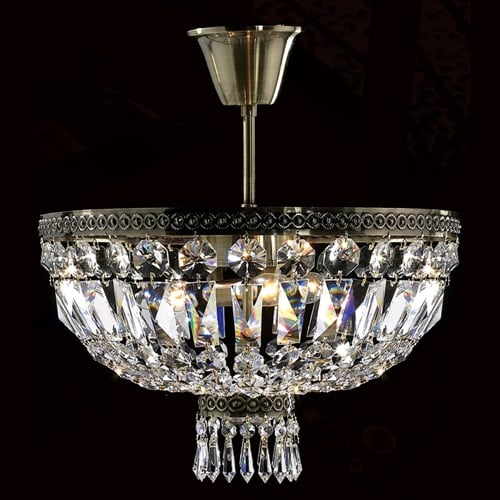 Metropolitan Collection 3 Light Antique Bronze Finish With Clear Crystal Ceiling Light