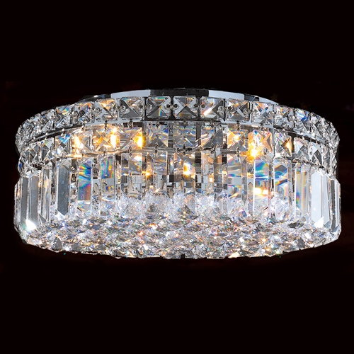 Cascade Collection 4 Light Chrome Finish With Clear Crystal Ceiling Light