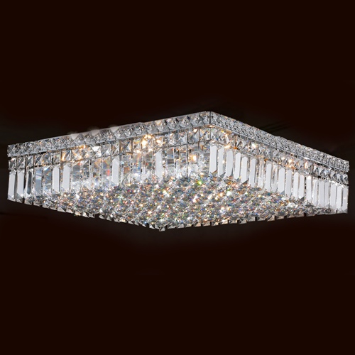 Cascade Collection 12 Light Chrome Finish With Clear Crystal Ceiling Light