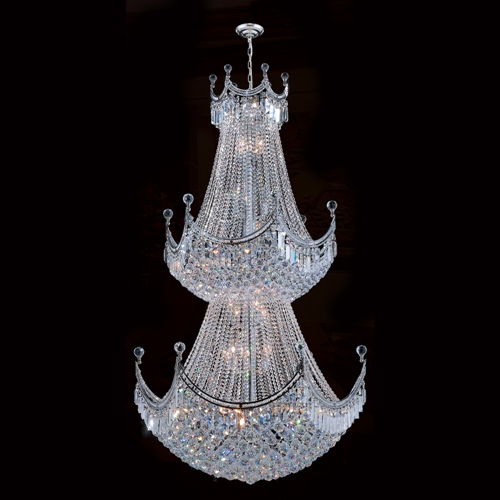 W83027c36 Empire Collection 36 Light Chrome Finish With Clear Crystal Chandelier