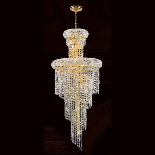 W83029g16 Empire Collection 10 Light Gold Finish With Clear Crystal Chandelier