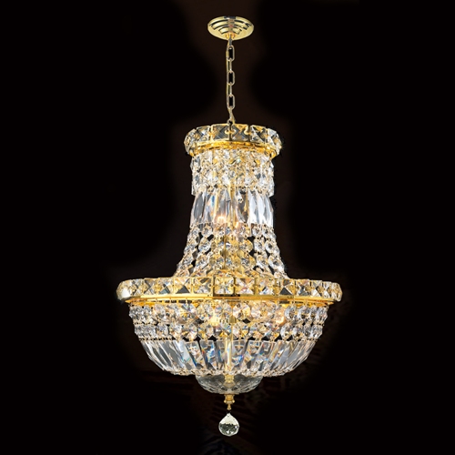 W83032g12 Empire Collection 6 Light Gold Finish With Clear Crystal Chandelier