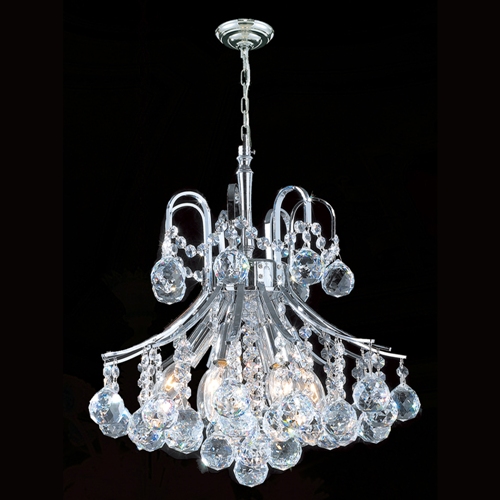 W83039c16 Empire Collection 6 Light Chrome Finish With Clear Crystal Chandelier