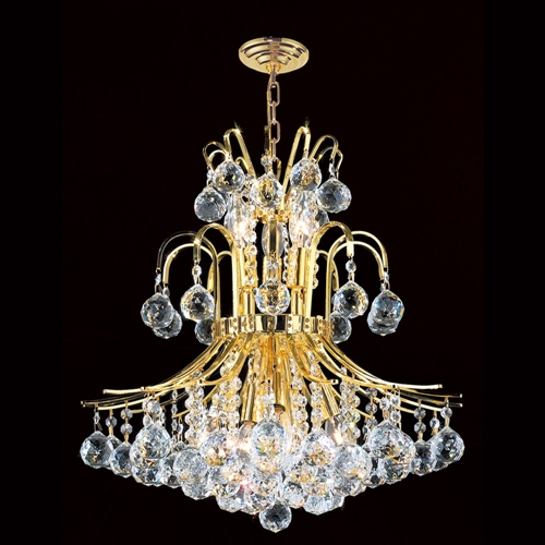 W83043g19 Empire Collection 9 Light Gold Finish With Clear Crystal Chandelier