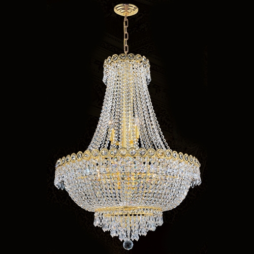 W83048g24 Empire Collection 12 Light Gold Finish With Clear Crystal Chandelier