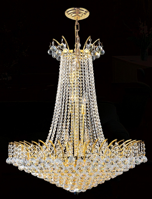 W83053g29 Empire Collection 16 Light Gold Finish With Clear Crystal Chandelier