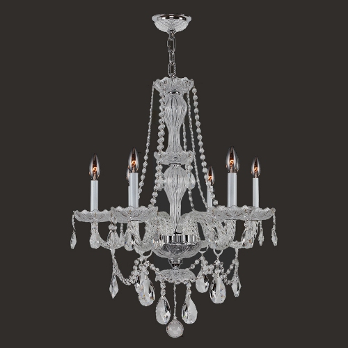 W83096c23-cl Provence Collection 6 Light Chrome Finish With Clear Crystal Chandelier