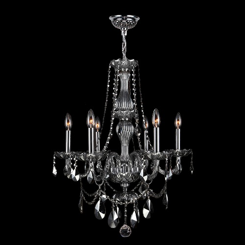 W83096c23-sm Provence Collection 6 Light Chrome Finish With Smoke Crystal Chandelier