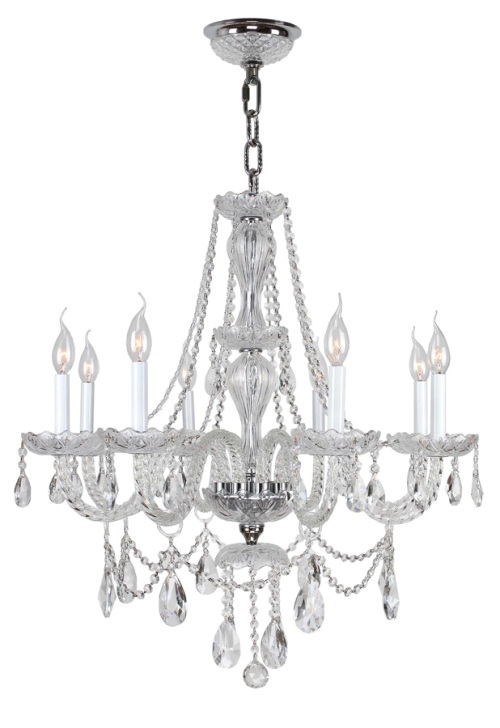 W83097c28-cl Provence Collection 8 Light Chrome Finish With Clear Crystal Chandelier