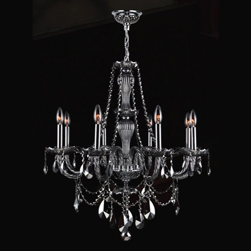 W83097c28-sm Provence Collection 8 Light Chrome Finish With Smoke Crystal Chandelier
