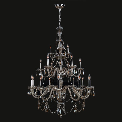 W83099c38-gt Provence Collection 21 Light Chrome Finish With Golden Teak Crystal Chandelier
