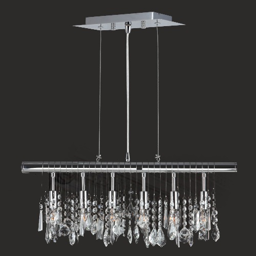Nadia Collection 6 Light Chrome Finish With Clear Crystal Pendant