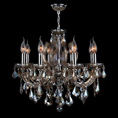 Catherine Collection 6 Light Chrome Finish With Golden Teak Crystal Chandelier
