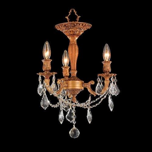 Windsor Collection 3 Light French Gold Finish With Clear Crystal Ceiling Light