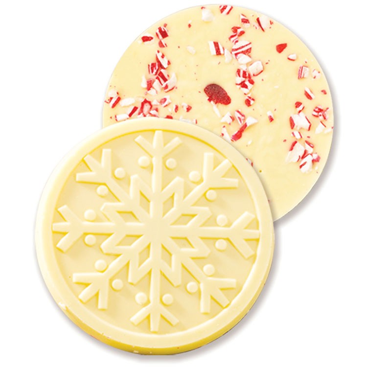 320099 White Chocolate Snowflake with Candy Cane