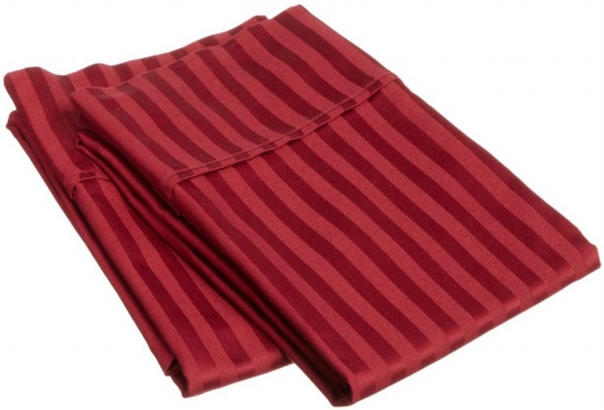 400 Thread Count Egyptian Cotton Standard Pillowcase Set Stripe Burgundy
