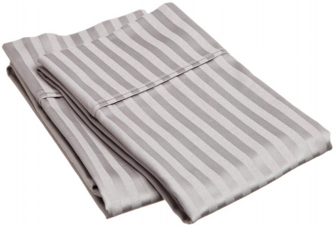 400 Thread Count Egyptian Cotton Standard Pillowcase Set Stripe Grey