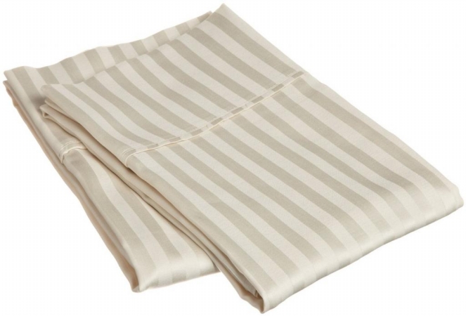 400 Thread Count Egyptian Cotton Standard Pillowcase Set Stripe Ivory