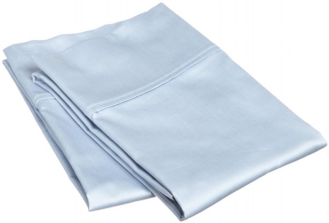 400 Thread Count Egyptian Cotton King Pillowcase Set Solid Light Blue