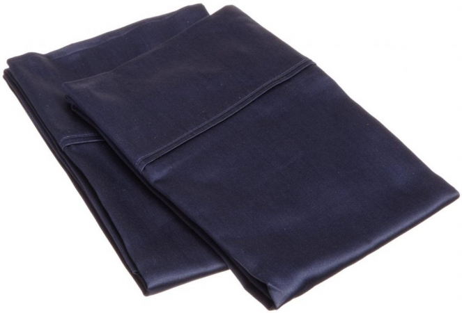 400 Thread Count Egyptian Cotton King Pillowcase Set Solid Navy Blue