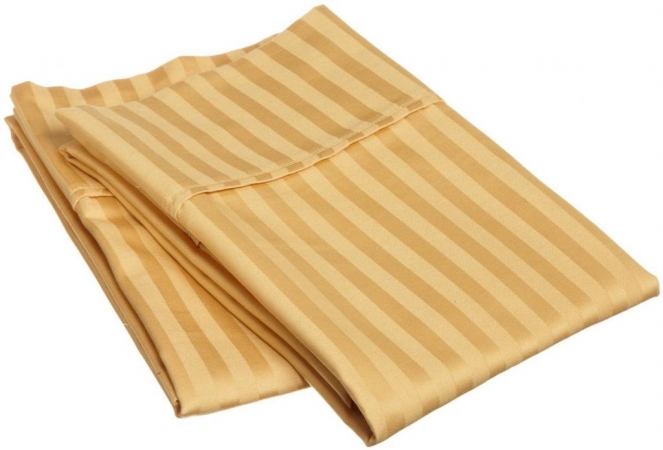 400 Thread Count Egyptian Cotton King Pillowcase Set Stripe Gold
