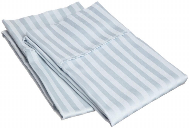 400 Thread Count Egyptian Cotton Standard Pillowcase Set Stripe Light Blue