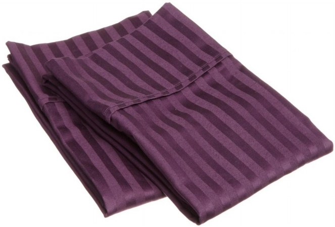 400 Thread Count Egyptian Cotton Standard Pillowcase Set Stripe Plum