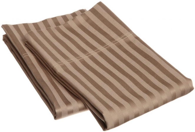 400 Thread Count Egyptian Cotton Standard Pillowcase Set Stripe Taupe