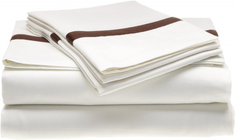 Hotel Collection 300 Thread Count Cotton Pillowcase Set Standard-white/chocolate