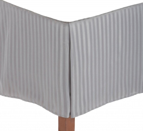 Microfiber Queen Bedskirt Stripe Silver