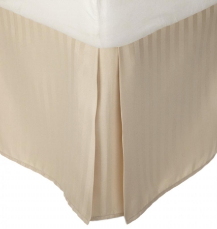 Microfiber Twin Xl Bedskirt Stripe Tan