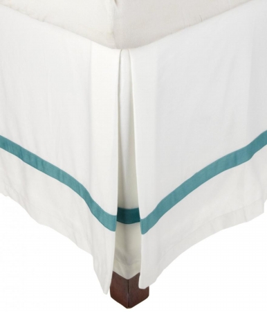 Hotel Collection 300 Thread Count Cotton Bedskirt California King-white/turquoise