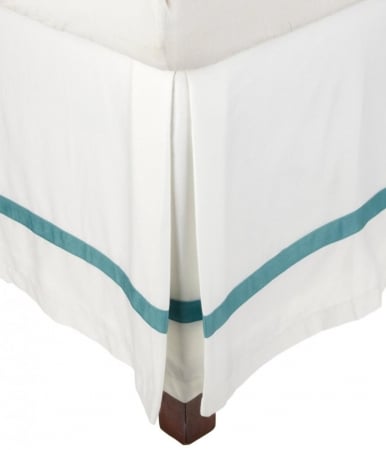 Hotel Collection 300 Thread Count Cotton Bedskirt Full-white/turquoise