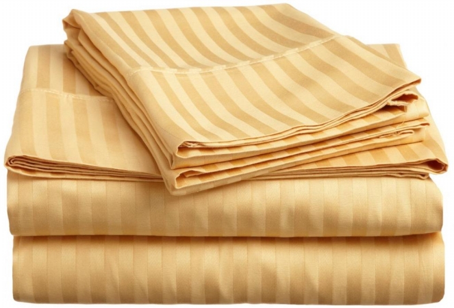 400 Thread Count Egyptian Cotton Twin Xl Sheet Set Stripe Gold