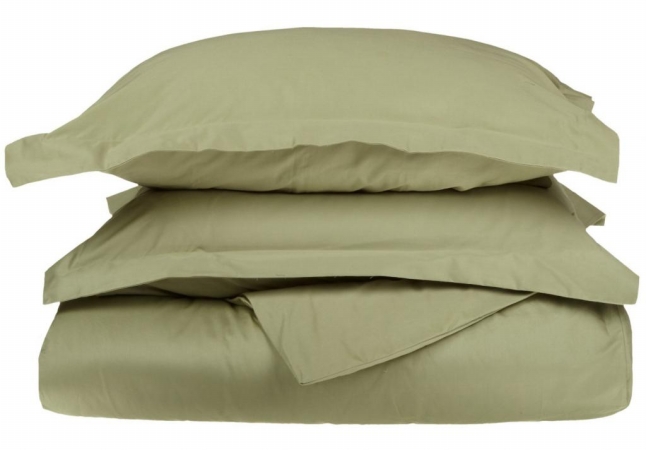Egyptian Cotton 650 Thread Count Solid Duvet Cover Set Twin-sage