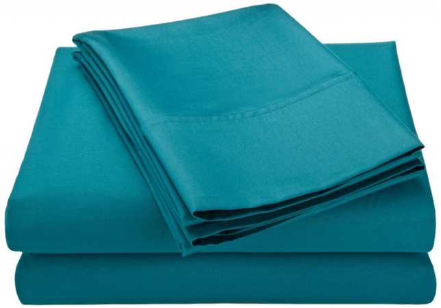 Cotton Rich 600 Thread Count Solid Sheet Set Twin-teal
