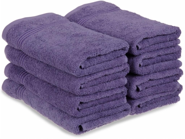 Egyptian Cotton 8-piece Hand Towel Set Royal Purple