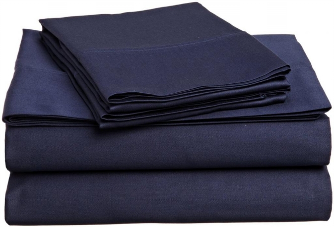 400 Thread Count Egyptian Cotton Full Sheet Set Solid Navy Blue