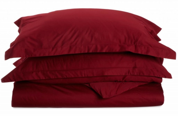 530 Thread Count Egyptian Cotton Twin Duvet Cover Set Solid Burgundy
