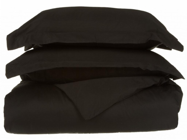 530 Thread Count Egyptian Cotton Twin Duvet Cover Set Solid Black