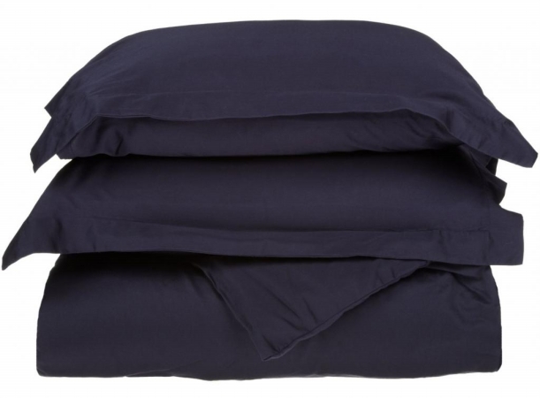 530 Thread Count Egyptian Cotton Twin Duvet Cover Set Solid Navy Blue