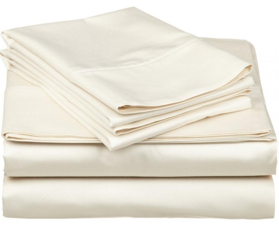 530 Thread Count Egyptian Cotton Twin Sheet Set Solid Ivory