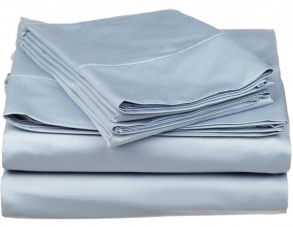 530 Thread Count Egyptian Cotton Twin Sheet Set Solid Light Blue
