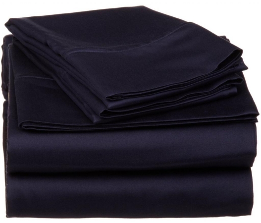 530 Thread Count Egyptian Cotton Twin Sheet Set Solid Navy Blue