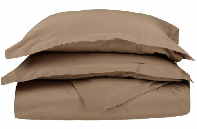 Egyptian Cotton 650 Thread Count Solid Duvet Cover Set Full/queen-taupe
