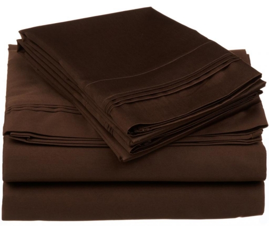 Egyptian Cotton 650 Thread Count Solid Sheet Set Olympic Queen-chocolate