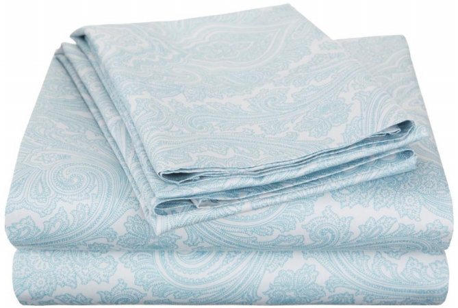 Cotton Rich 600 Thread Count Italian Paisley Sheet Set California King-blue