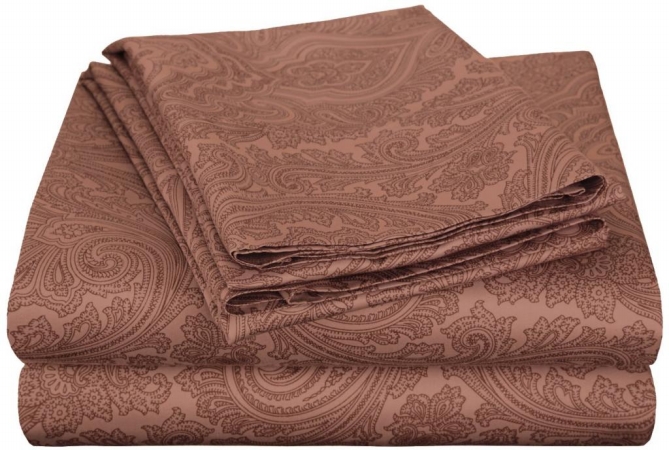 Cotton Rich 600 Thread Count Italian Paisley Sheet Set King-chocolate