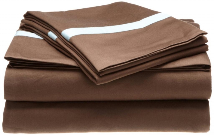 Hotel Collection 300 Thread Count Cotton Sheet Set King-mocha/sky Blue